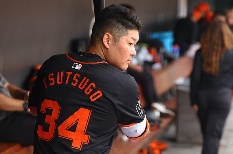 今年3月、サンフランシスコ・ジャイアンツでプレーする筒香。メジャー挑戦直後の2020年3月にコロナ禍が直撃し、逆境の日々が続いた約4年間だった ／ photograph by USA TODAY Sports/Reuters/AFLO