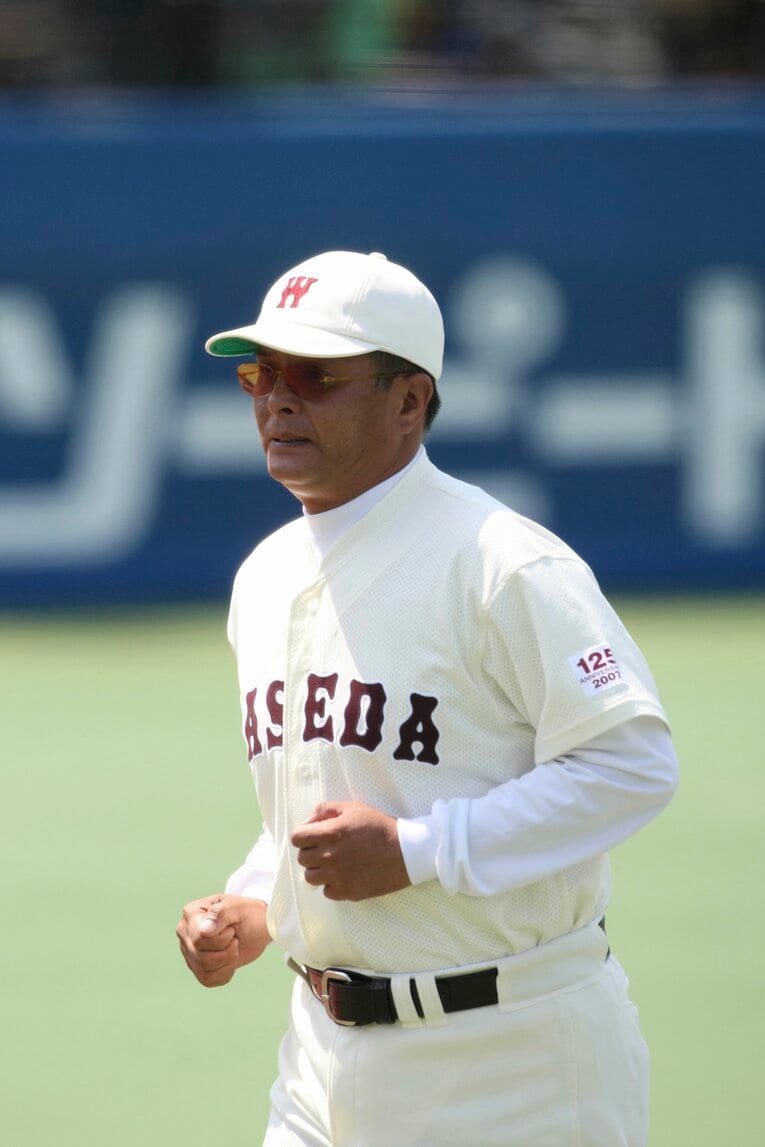 早稲田大学硬式野球部監督時代の應武。2010年秋、斎藤佑樹（元・日本ハム）らを擁して明治神宮大会優勝という最高のフィナーレを飾った ©Toshiya Kondo