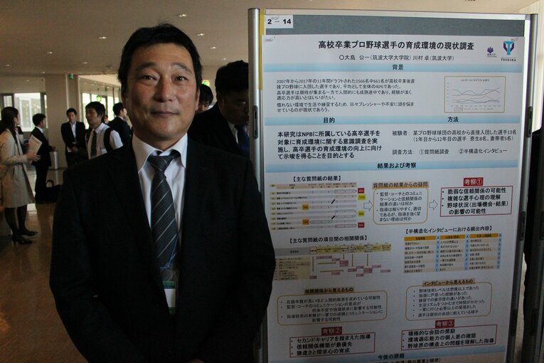 2017年12月野球科学研究会第5回大会で研究発表をした大島公一氏　©Kou Hiroo