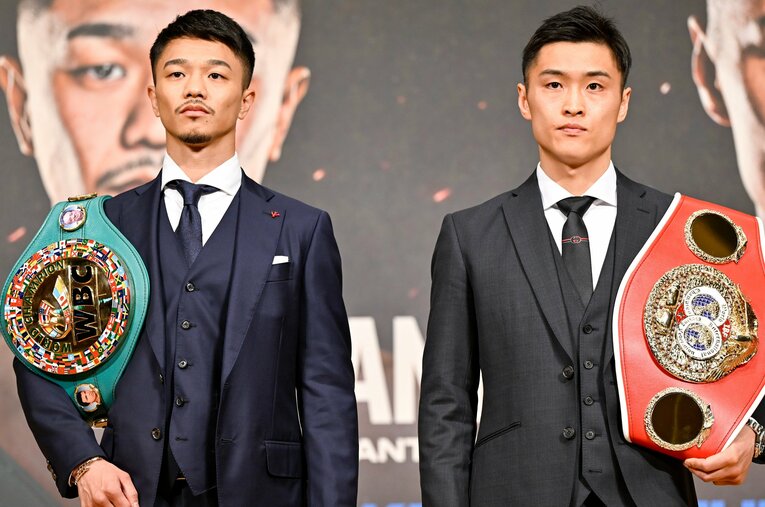 WBC世界バンタム級王者・中谷潤人（27歳）とIBF同級王者・西田凌佑（28歳）。無敗の日本人対決に注目が集まる ／ photograph by Hiroaki Finito Yamaguchi