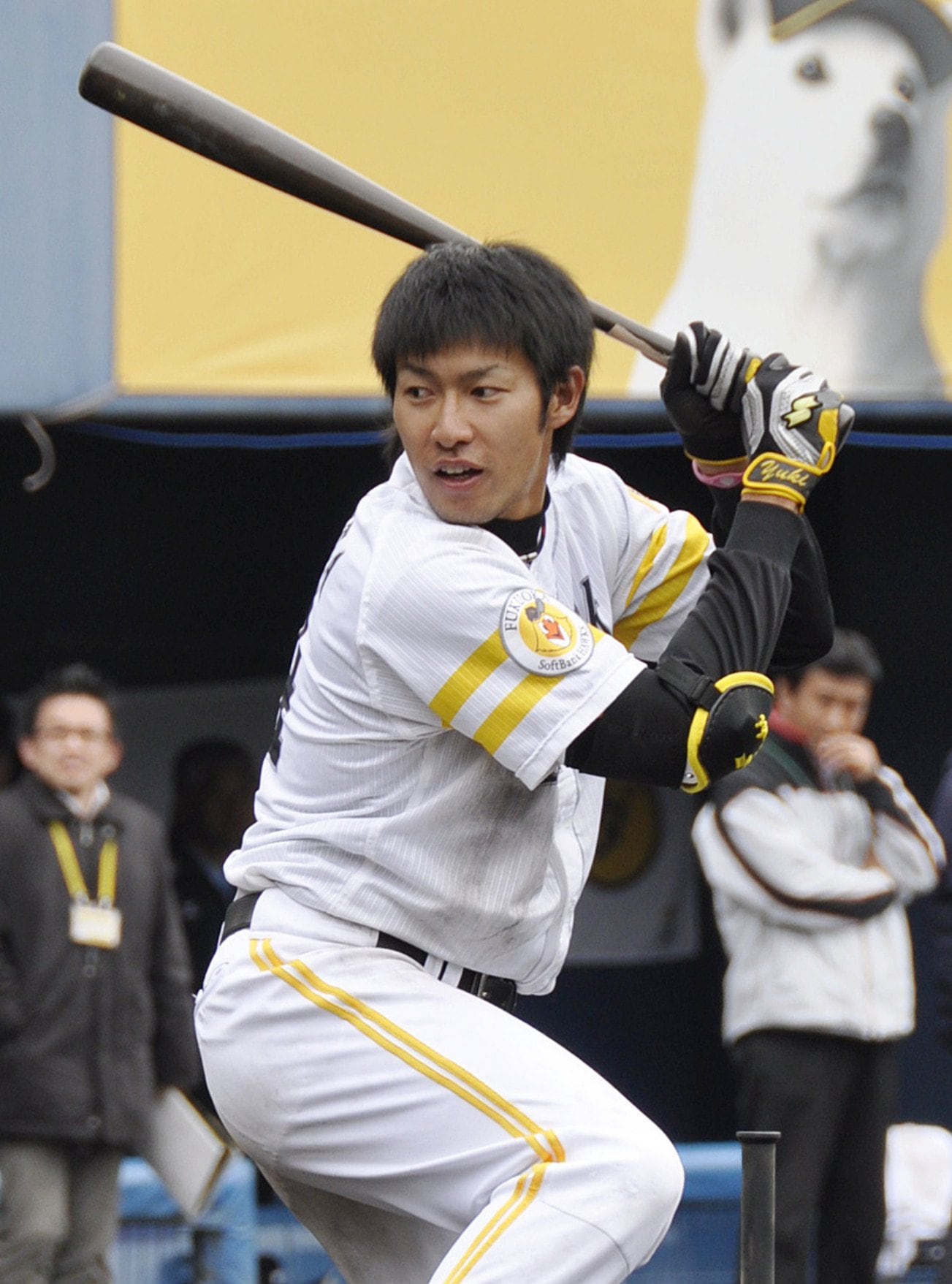 プロ1年目のシーズンに向けて練習するルーキー時代の柳田悠岐　©︎KYODO