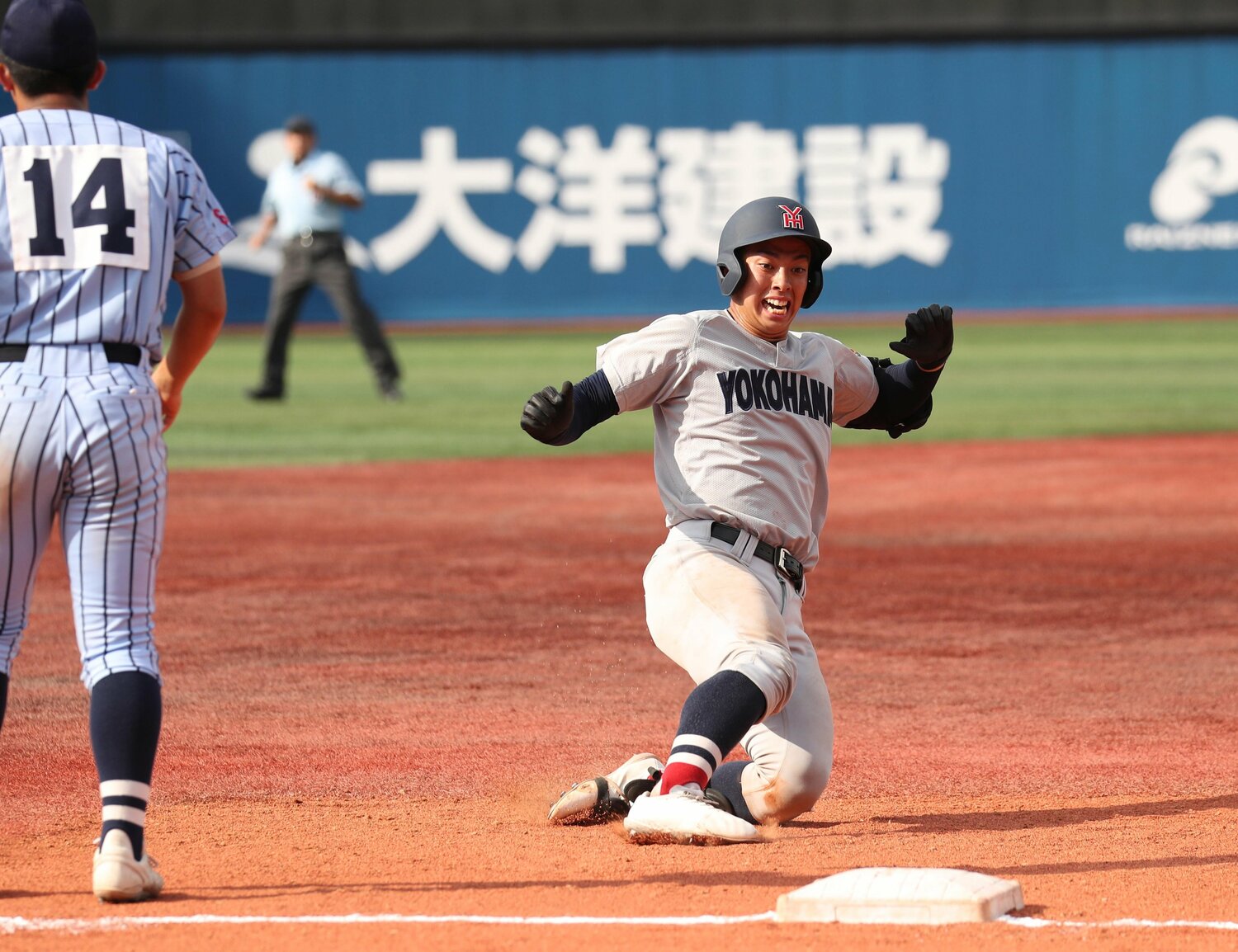 椎木卿五は24年の神奈川県大会決勝・東海大相模戦でのサイクルヒットなど強打を見せてきたが、指名にかからず、立正大に進む。同じくプロ二世の三井雄心とは中学のボーイズリーグでチームメートだった　©SANKEI SHIMBUN