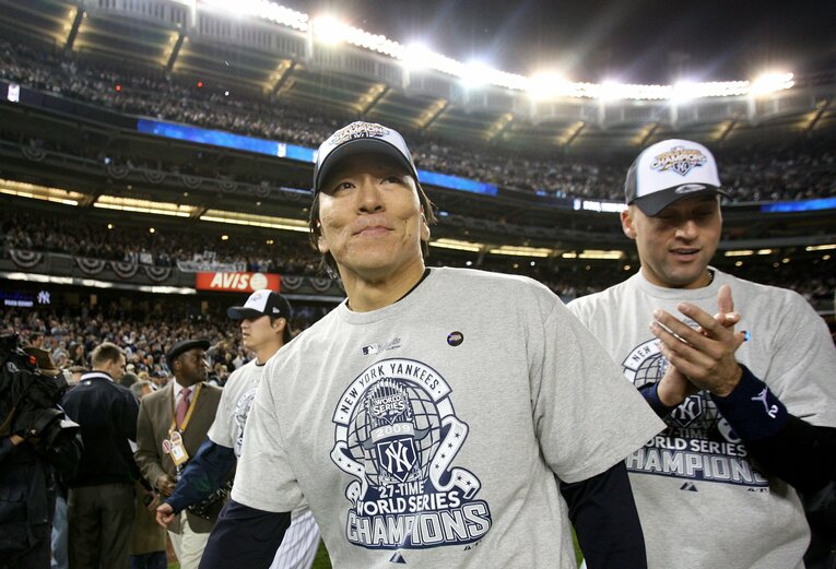 2009年ワールドシリーズを制覇したヤンキース松井秀喜　©︎Getty Images