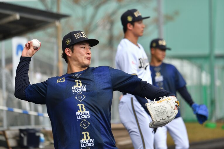 オリックスキャンプで奮闘する吉田輝星　©Hideki Sugiyama