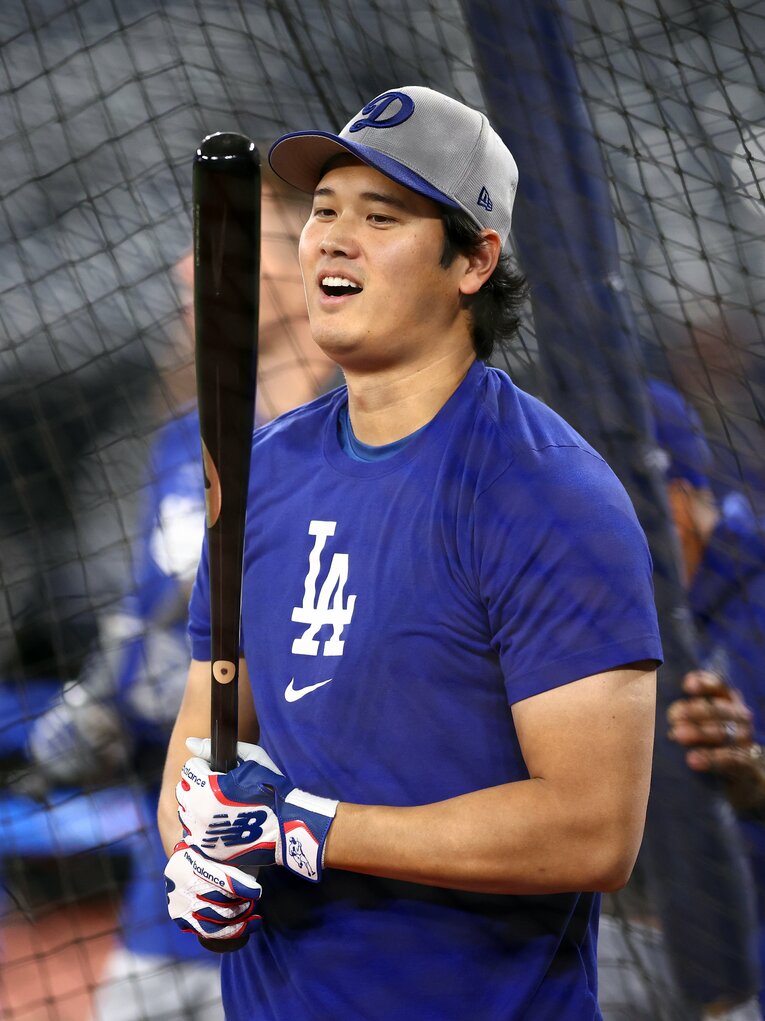 【ドジャースのテレビに映らない名場面】WS前日フリー打撃での大谷。筋骨隆々の腕が　©Getty Images