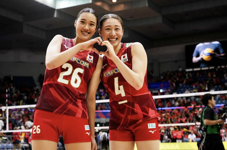 石川真佑への思いを明かした佐藤淑乃（2025年VNL）©︎Volleyball World