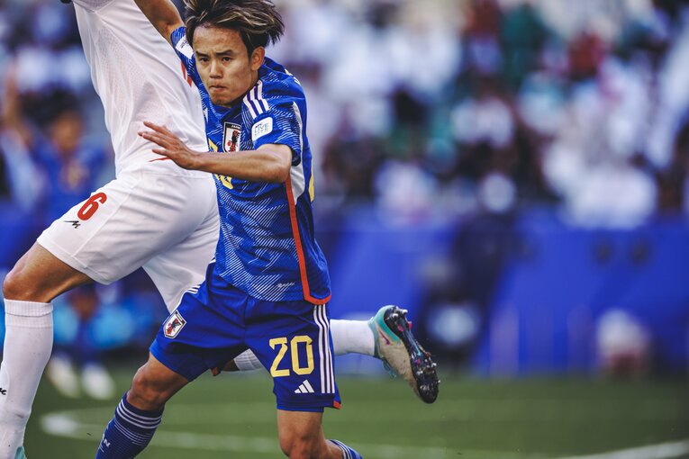 アジアカップ準々決勝、イラン戦でプレーする久保建英　©Kiichi Matsumoto