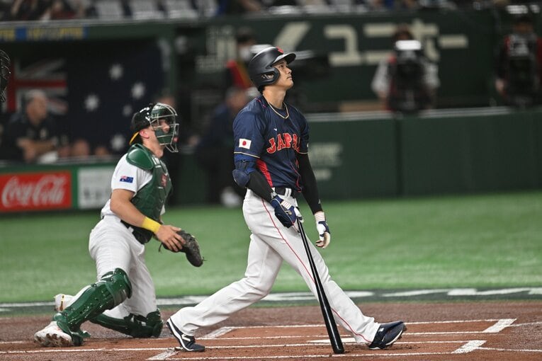 大谷の特大弾にオーストラリアの捕手も見上げるほかなかった　©Naoya Sanuki