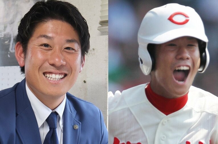 智弁和歌山高時代は5度の甲子園出場を果たした道端俊輔。社会人での営業マン生活を経て、今年から鹿児島城西高の監督に ／ photograph by (L)Fumi Sawai、(R)JIJI PRESS