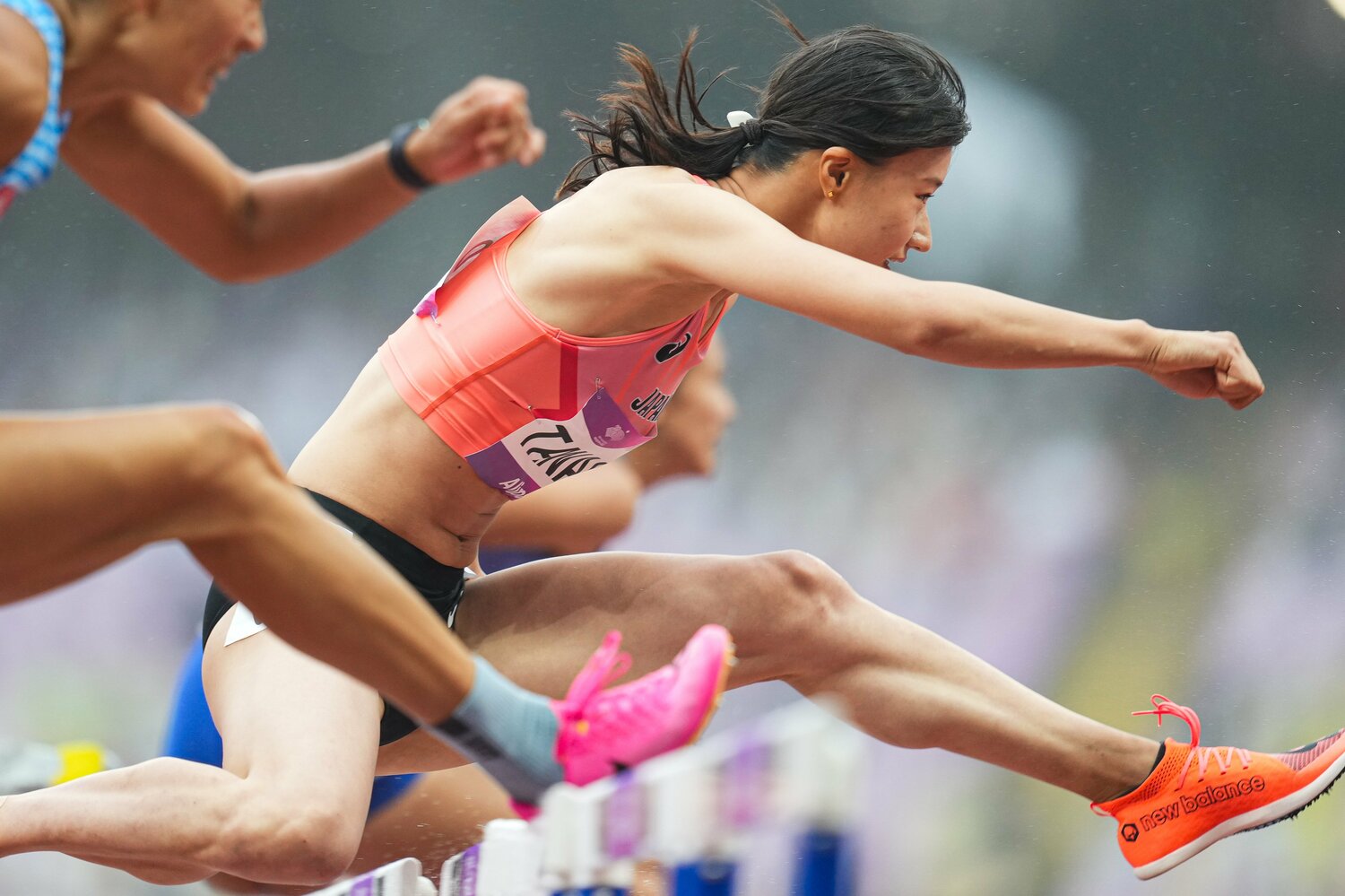 銅メダルを獲得したアジア大会（予選）の走り　©AFLO