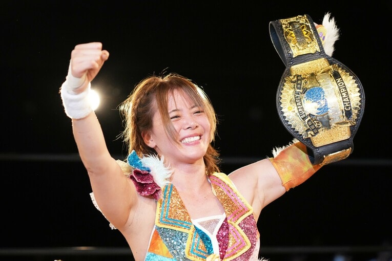 スーパーフライ級王座を防衛した岩谷麻優　©Essei Hara