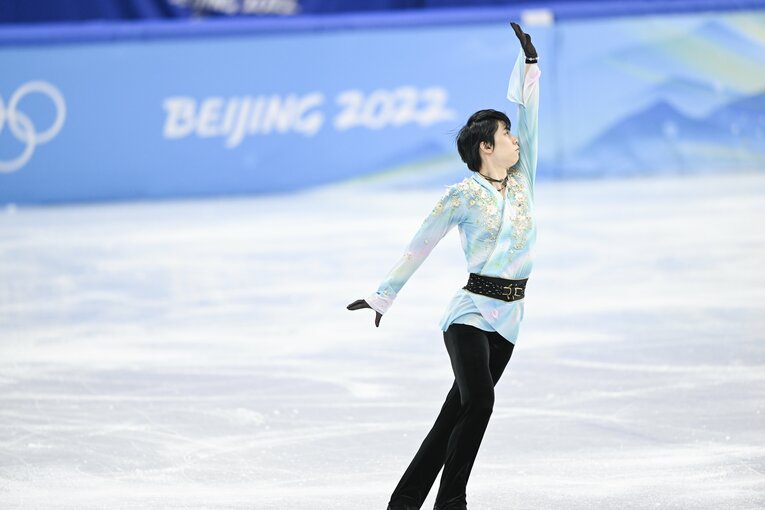 北京五輪フリーの羽生結弦の演技　©Asami Enomoto／JMPA