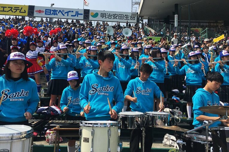 日大三高の応援席より。今春のセンバツには出場しているが、夏は5年ぶりとなる。 ／ photograph by Yukiko Umetsu