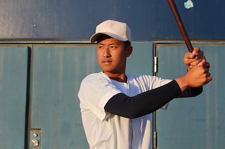 スカウトたちがこぞって注目する岐阜第一の大型スラッガー阪口樂。甲子園出場はまだ一度もないが、その期待値は大きい ／ photograph by Yu Takagi