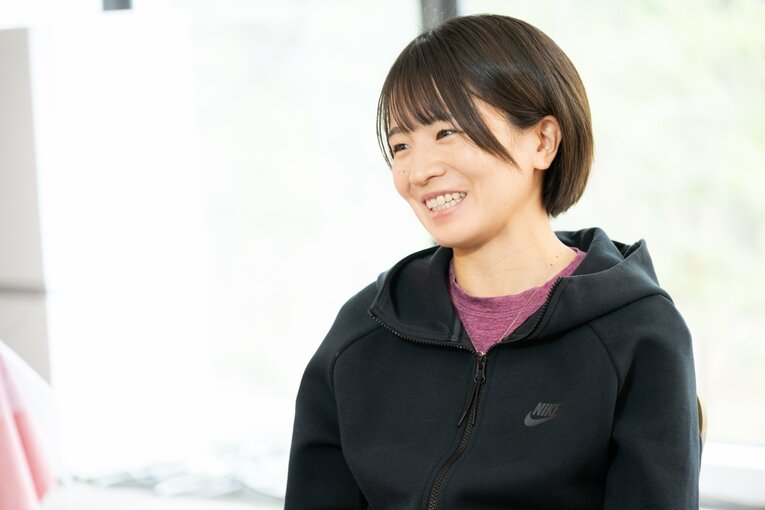 あっけらかんと陸上を始めた当時を振り返る前田　©Nanae Suzuki