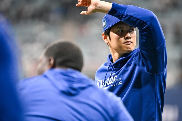 試合開始直前の大谷 ©Nanae Suzuki