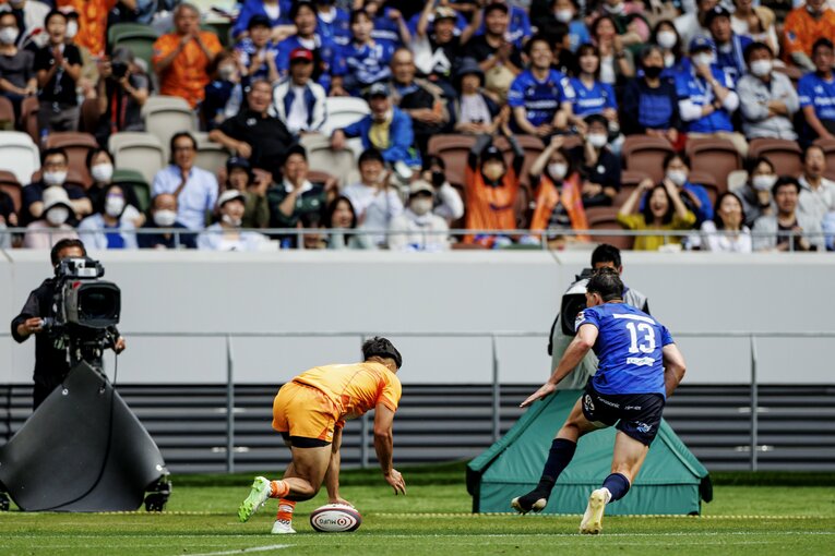 スピアーズWTB木田晴斗の逆転トライ　©︎Kiichi Matsumoto