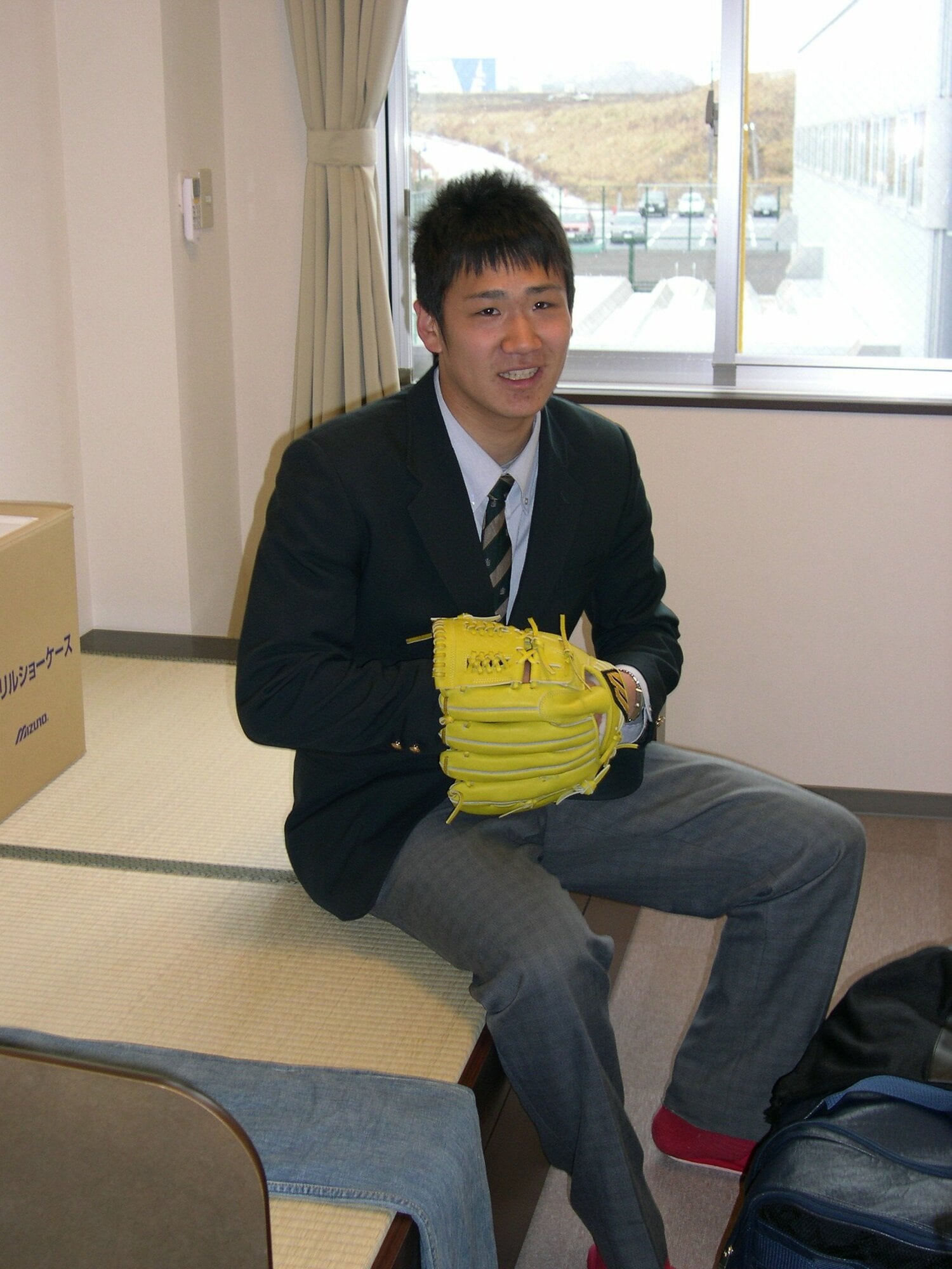 2007年1月、楽天の合宿所に入った駒大苫小牧高・田中将大。前年ドラフト1位で楽天入り ©JIJI PRESS