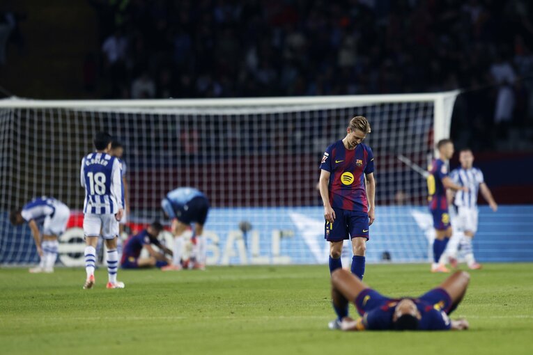 決定機逸に崩れ落ちる姿から、終盤にかけてバルサも苦しんでいたことが窺える　©Daisuke Nakashima