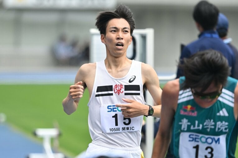 2部5000mでは箱根常連校の選手がひしめく中で唯一の国立大勢として力走　©Takashi Shimizu