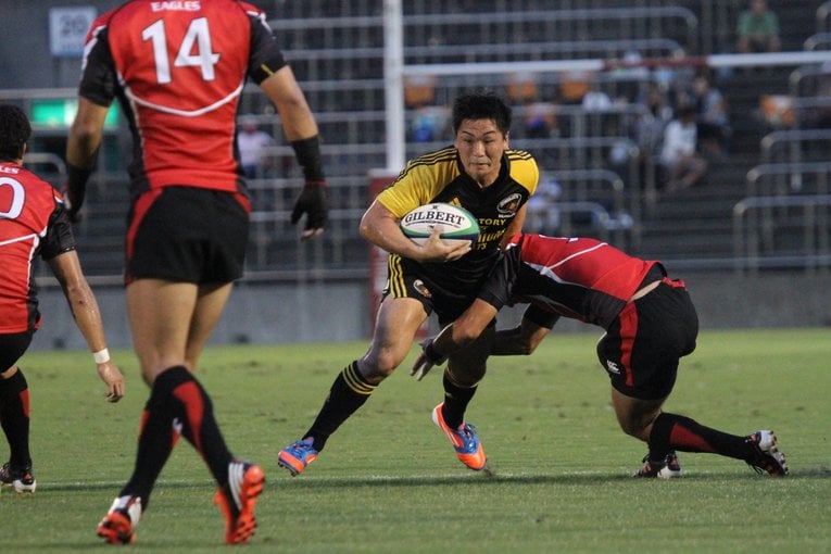 2012年、日本代表に選ばれたのを機にサントリーへ移籍（トップリーグ・対キヤノン戦）　©︎Nobuhiko Otomo