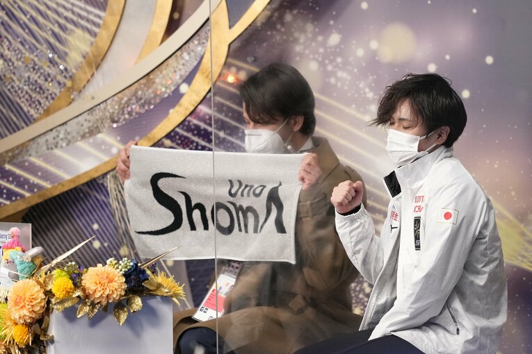 NHK杯フリーの演技を終えた宇野昌磨