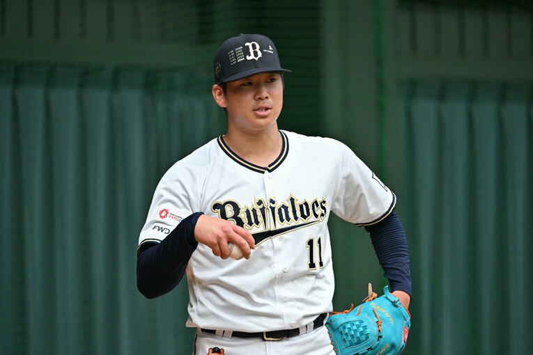 ブレーク２年目となる今春のキャンプで練習に取り組む山下　©Hideki Sugiyama