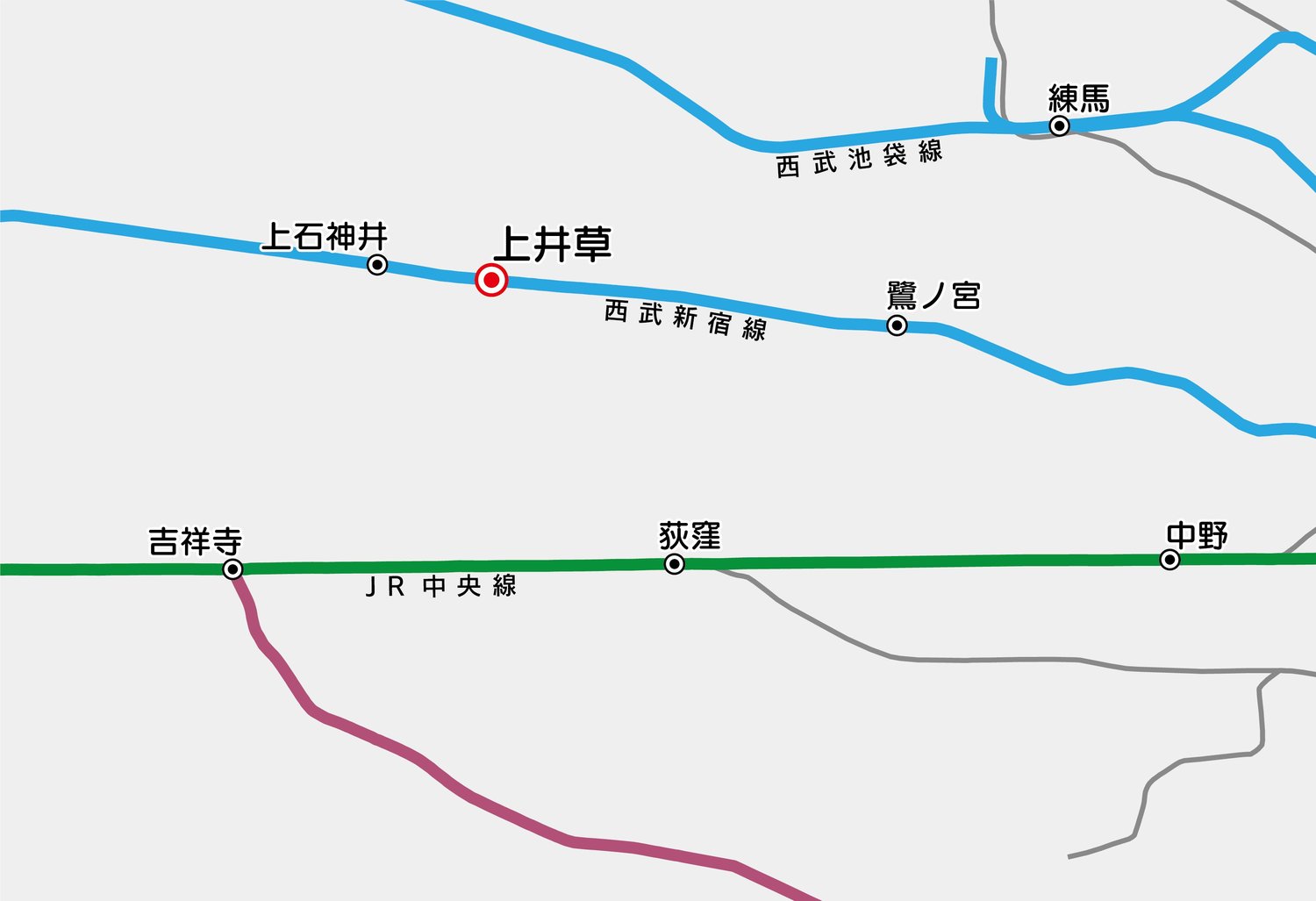 今回の路線図。1936年当時も新宿線を運営していたのは西武鉄道だったが、現在の西武鉄道とは流れが違う