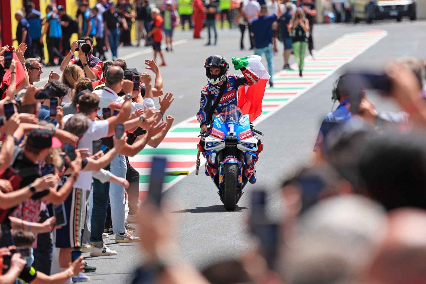 イタリアGPで勝利し、18点差でトップのマルティンを追うバニャイア。その胸中やいかに　©Satoshi Endo