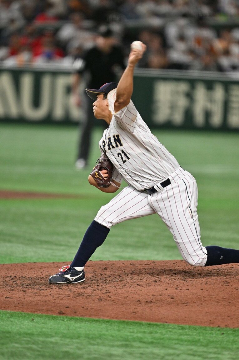 韓国戦での今永 ／ photograph by Naoya Sanuki