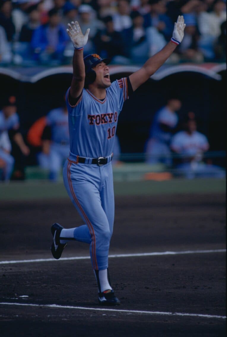 1989年日本シリーズの駒田徳広。加藤哲郎からホームランを放った　©Makoto Kenmizaki