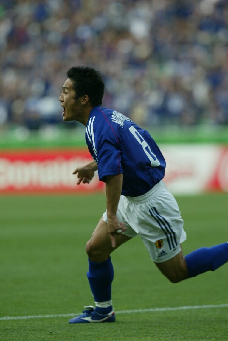 2002年日韓W杯チュニジア戦、ゴールを決めた森島寛晃　©JMPA
