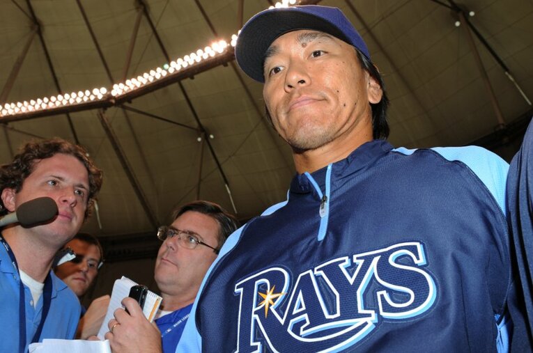 現役ラストイヤーとなった2012年、松井秀喜はレイズで2本のホームランを放った ／ photograph by Getty Images