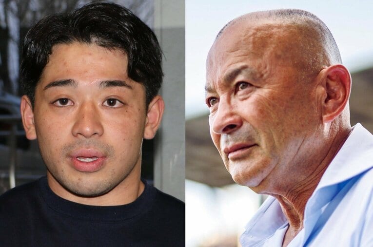 エディー・ジョーンズHC（右）が発案した「JAPAN TALENT SQUADプログラム2026」に選出された京大医学部所属の大鶴誠（左） ／ photograph by (L)Nobuhiko Otomo / (R)Kiichi Matsumoto