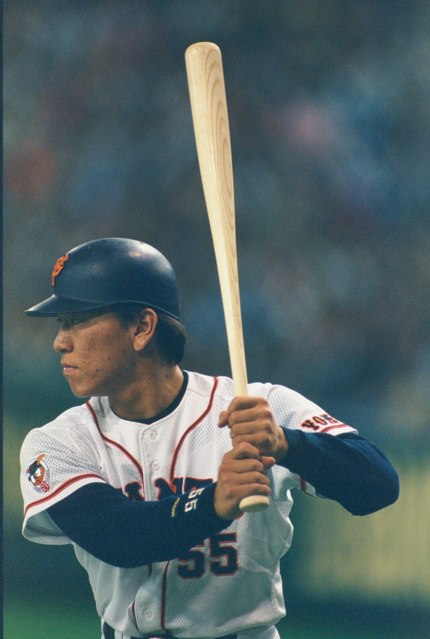 松井のバット（1994年撮影）。「ちょっとずつ僕も落合さんの形に変えていった」と話した　©BUNGEISHUNJU