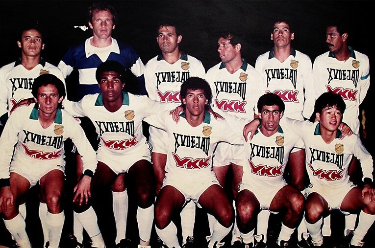 ブラジルでプレーしていた頃のカズ※キンゼ・デ・ジャウー時代　©Hiroaki Sawada