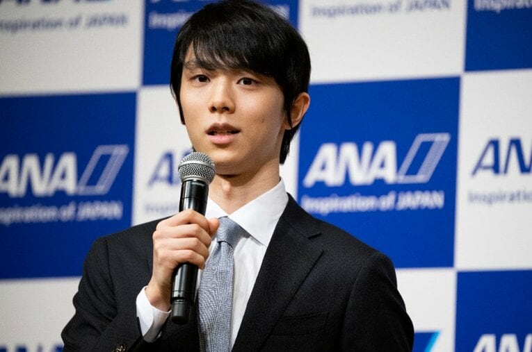 7月19日、会見にて今後について明かした羽生結弦　©Asami Enomoto