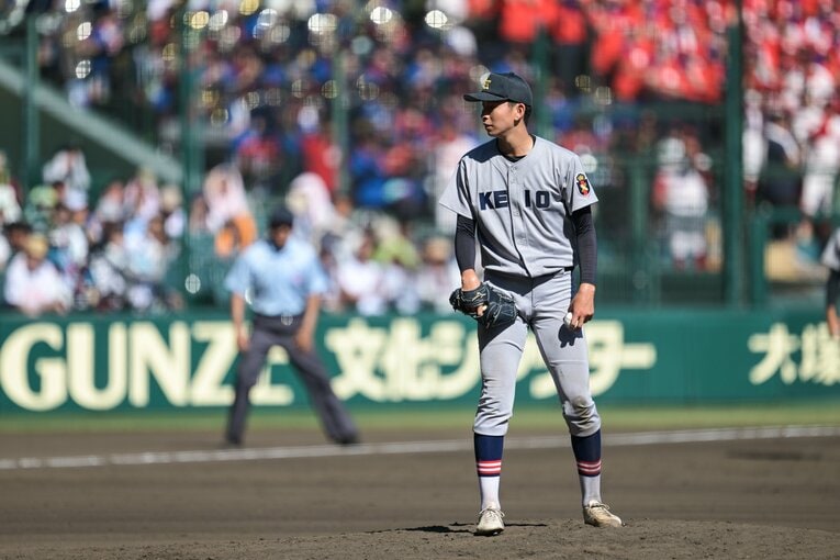 非坊主でめちゃくちゃ強い…慶応の現地カット　©Nanae Suzuki