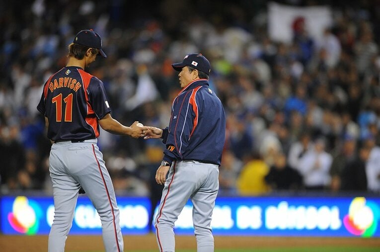 1点リードの9回、エースのダルビッシュがマウンドに ／ photograph by Naoya Sanuki