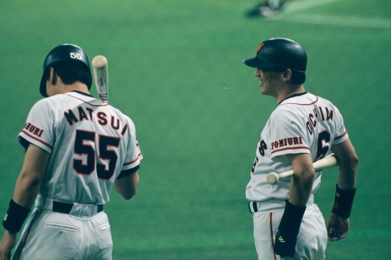 1996年の巨人・松井秀喜と落合博満　©Naoya Sanuki