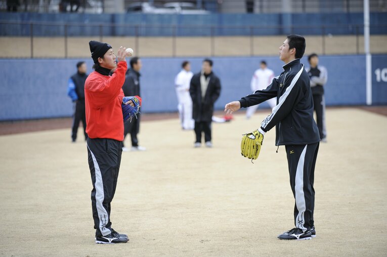 2008年高校3年時、日本ハムの鎌ケ谷合宿で　©Takuya Sugiyama