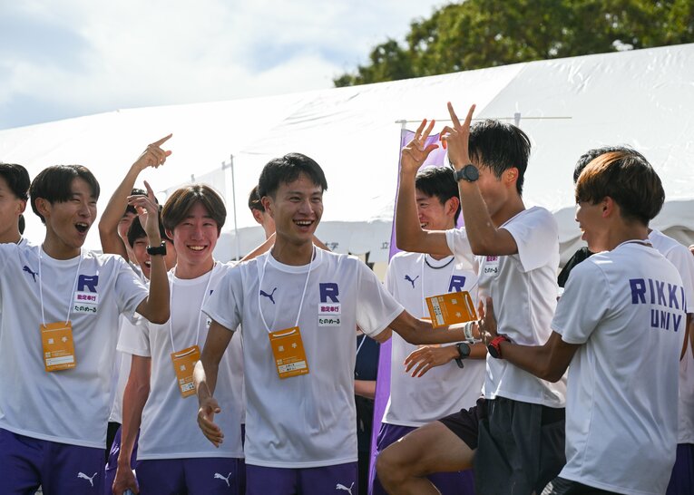 2024年の予選会を突破し喜ぶ立教大チーム　©Nanae Suzuki