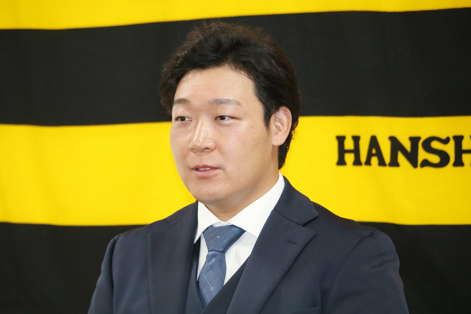 11月29日、阪神残留を表明した大山悠輔　©JIJI PRESS