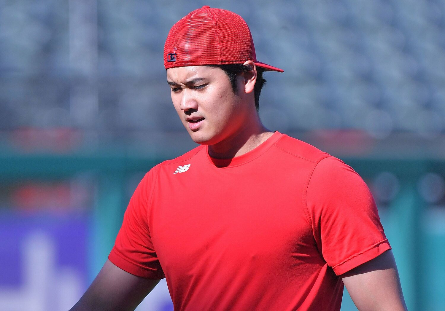 欠場中の9月上旬、グラウンドで体を動かす大谷翔平　©JIJI PRESS