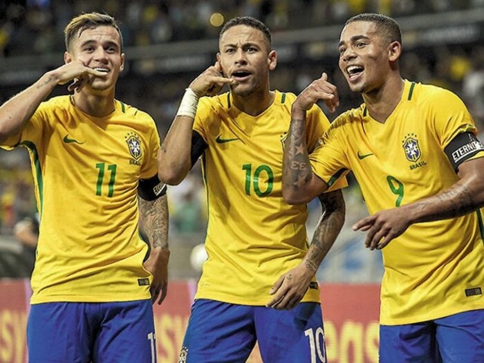 バルサだけでなくセレソンでも最強！ネイマール率いる代表版“3本の矢”。＜Number Web＞ photograph by Pedro Vilela/Getty Images/AFP