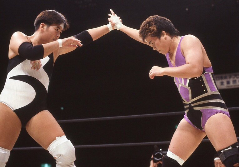 90年代中盤の団体対抗戦では、LLPW（現・LLPW-Ⅹ）の神取忍と対戦も　©本人提供