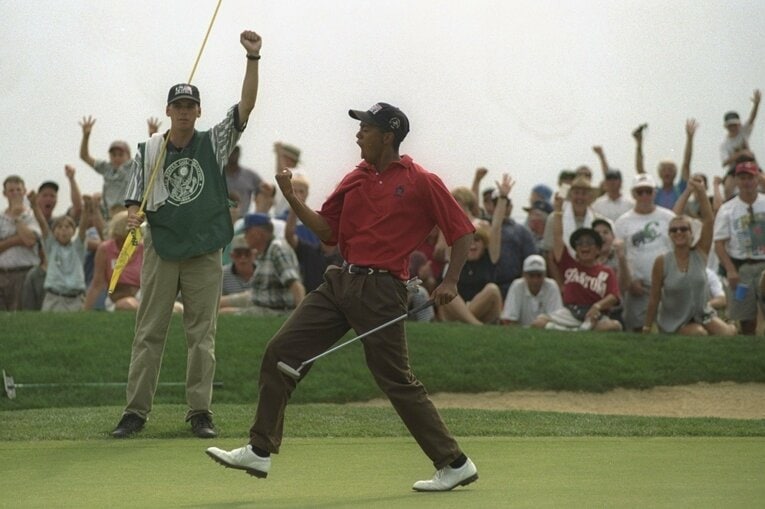 全米アマチュア3連覇したタイガー・ウッズ（1996年）©︎Getty Images