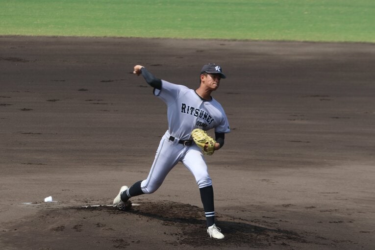 チームのエースである187センチの長身・勝田海斗投手　©Fumi Sawai