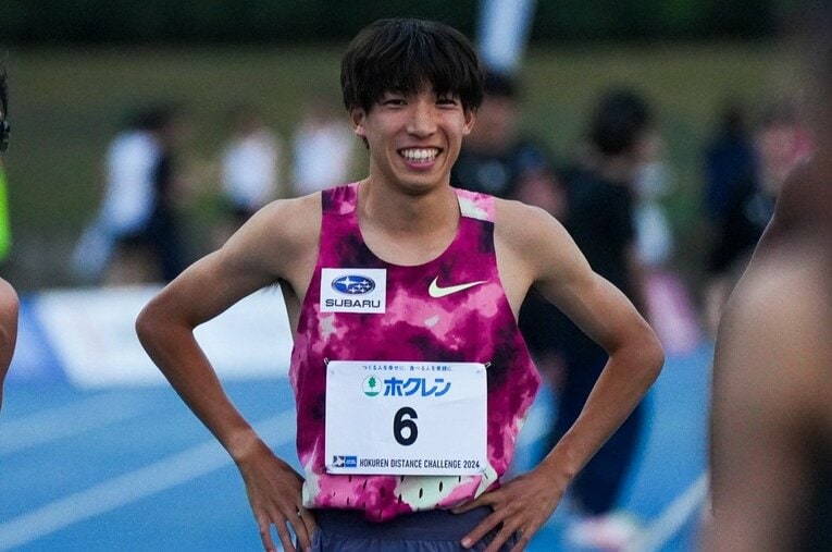 パリ五輪前の最終調整で圧巻のラストスパートを見せた三浦龍司。大舞台では日本初のメダル獲得を狙う ／ photograph by Satoshi Wada