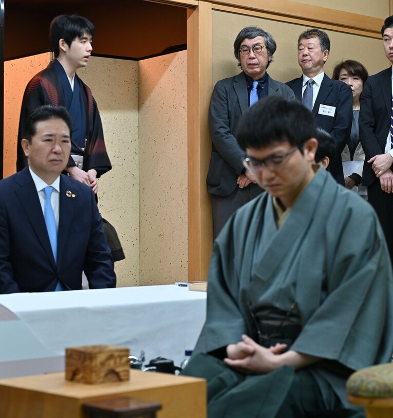 名人戦第1局の対局前の様子　©日本将棋連盟